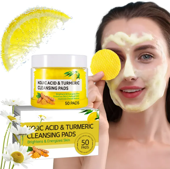 Turmeric kojic acid cleansing cloth for brightening skin
