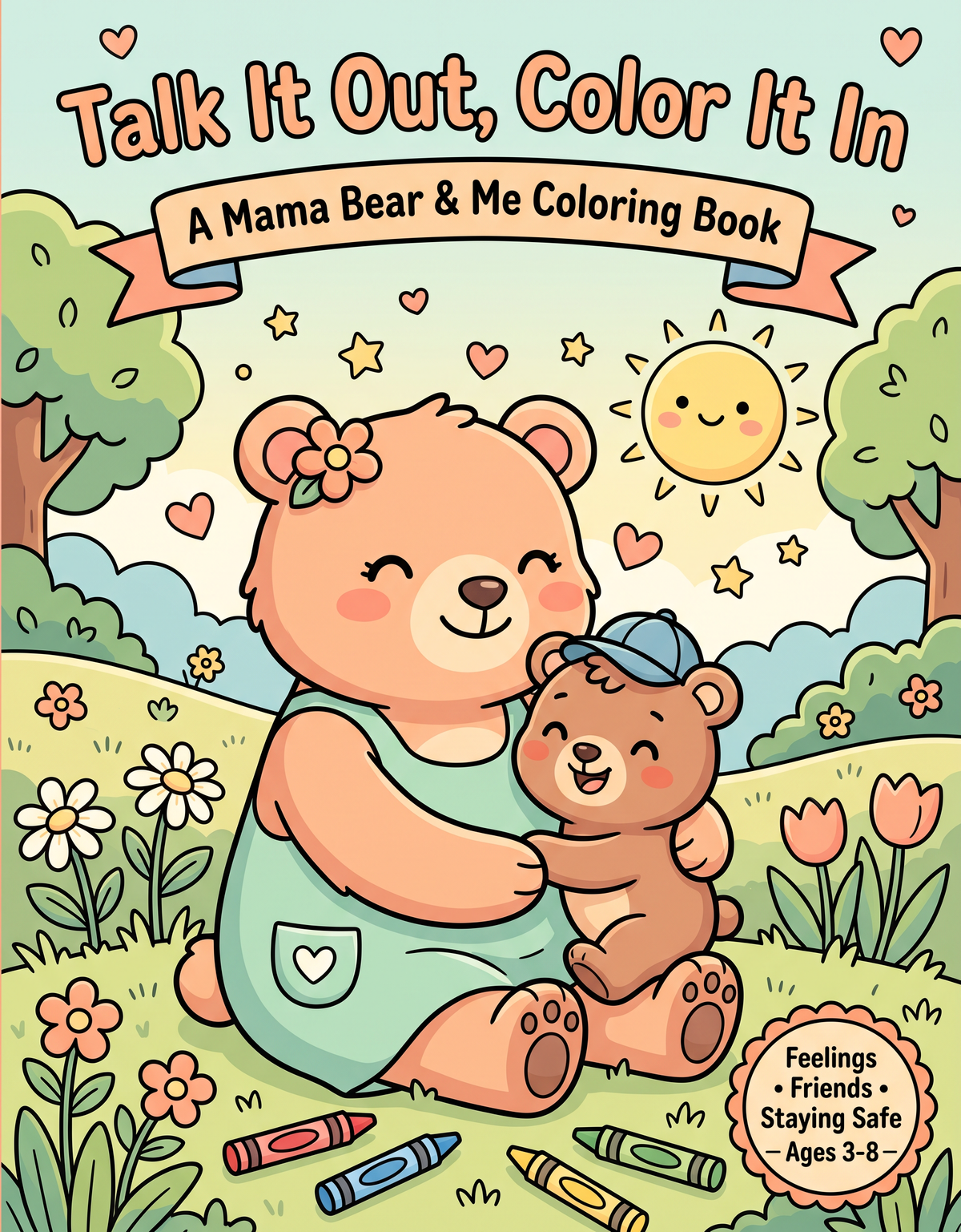 Talk It Out, Color It In Mama Bear and Me coloring book cover, son edition