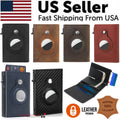 For Airtag Wallet Case Genuine Leather Credit Card Holder Magnetic Air Tag Cover