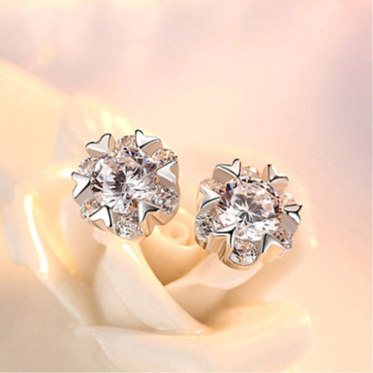 S925 Sterling Silver Snowflake Earrings