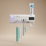 UV Light Sterilizer Toothbrush Holder Cleaner & Automatic Toothpaste Dispenser