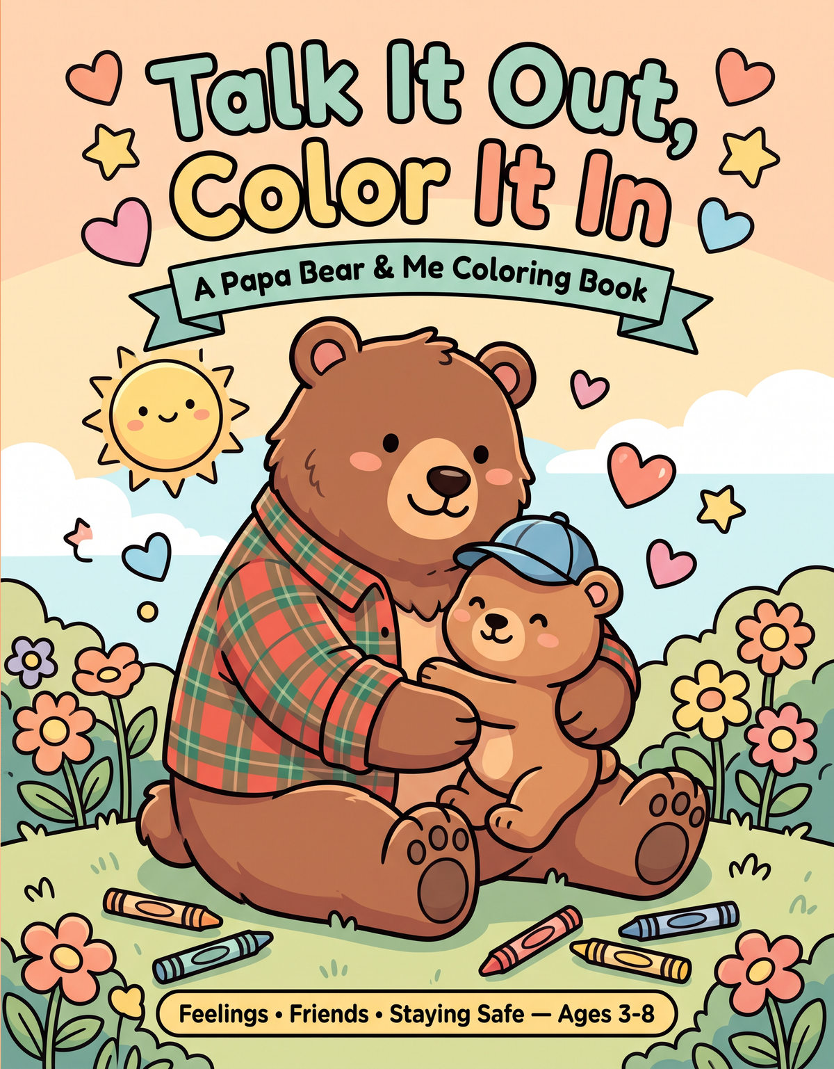 Talk It Out, Color It In Papa Bear and Me coloring book cover, son edition